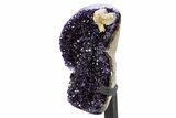 Amethyst Geode w/ Calcite on Metal Stand - Uruguay #306882-3